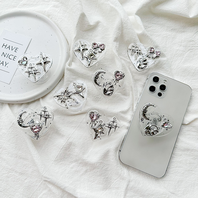 Phone Accessories And Gadget - Clear Heart Phone Grip Holder Back