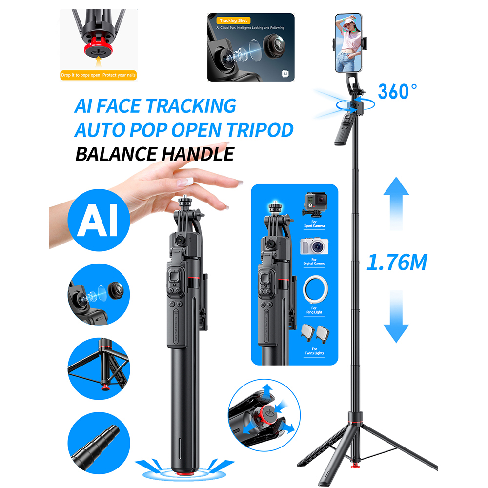 AI Gimbal Tripod Jumping Selfi - огляд і ціна Selfie Stick Tripod